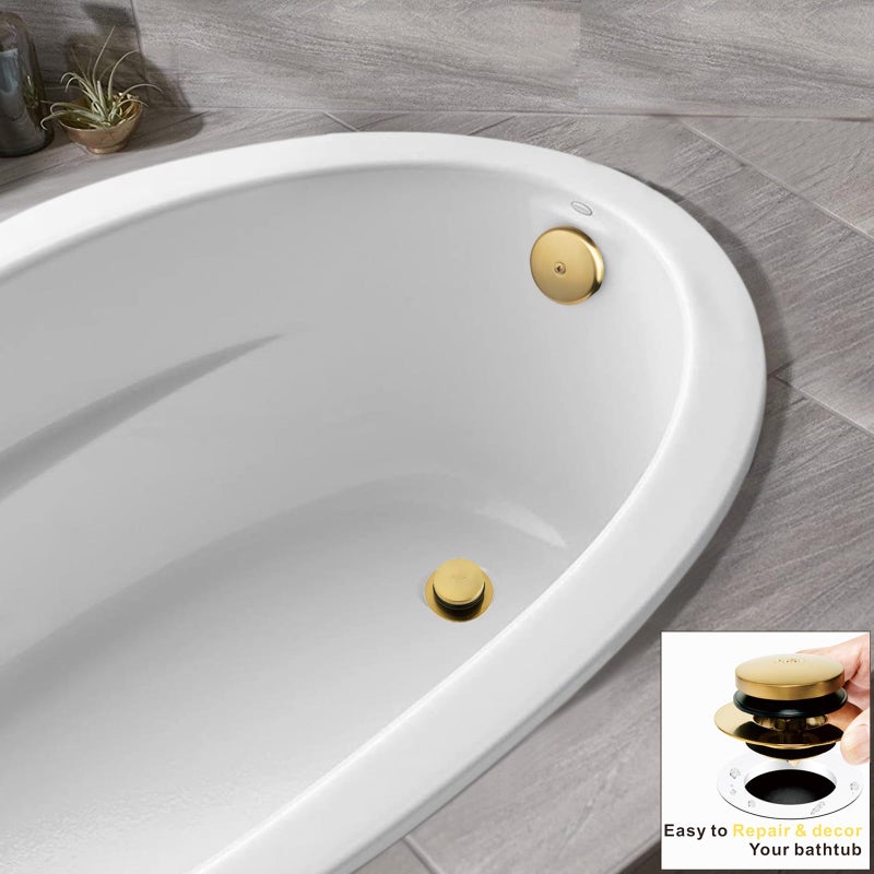Artiwell Universal Tip Toe Bath Drain Stopper and Cover, Bathtub Drain Stopper, Replaces Lift and Turn, Tip-Toe and Trip Lever drains for Tub, EZ Installation and Clearing (Brushed Gold) - Image 3